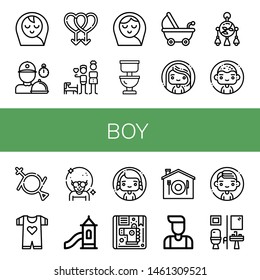 Set of boy icons such as Baby boy, Delivery man, Gay, Brothers, Baby girl, Toilet, Stroller, Woman, Mobile toy, Man, Gender fluid, Baby clothes, Toboggan, Children, Home delivery , boy