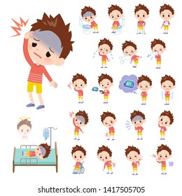 A set of boy with injury and illness.There are actions that express dependence and death.It's vector art so it's easy to edit.
