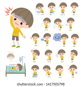 A set of boy with injury and illness.There are actions that express dependence and death.It's vector art so it's easy to edit.
