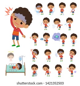 A set of boy with injury and illness.There are actions that express dependence and death.It's vector art so it's easy to edit.
