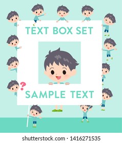 A set of boy with a message board.Since each is divided, you can move it freely.It's vector art so it's easy to edit.