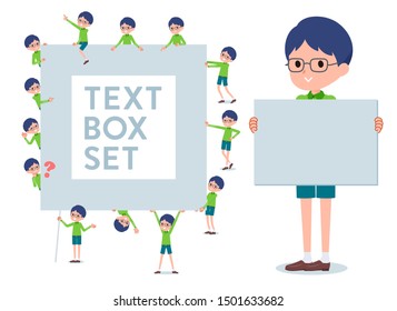 A set of boy with a message board.Since each is divided, you can move it freely.It's vector art so it's easy to edit.