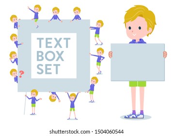 A set of boy with a message board.Since each is divided, you can move it freely.It's vector art so it's easy to edit.
