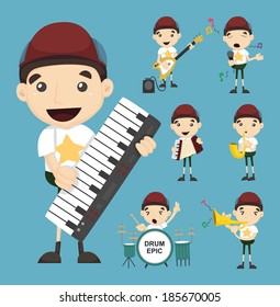 Set of boy and music , eps10 vector format