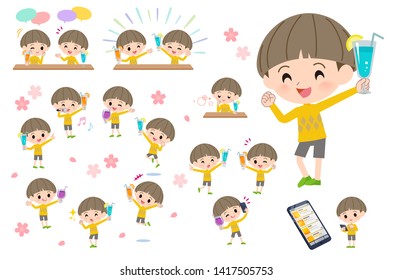 A set of boy on a drink party. There is a lively action..It's vector art so it's easy to edit.
