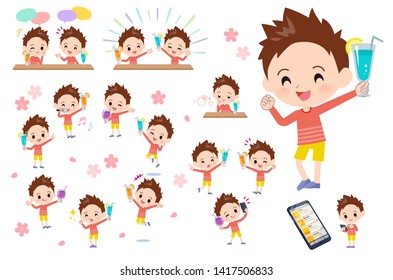 A set of boy on a drink party. There is a lively action..It's vector art so it's easy to edit.
