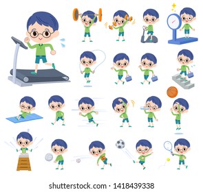 A set of boy on exercise and sports.There are various actions to move the body healthy.It's vector art so it's easy to edit.
