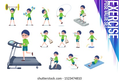 A set of boy on exercise and sports.There are various actions to move the body healthy.
