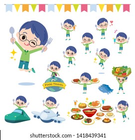 A set of boy on food events.There are actions that have a fork and a spoon and are having fun.It's vector art so it's easy to edit.
