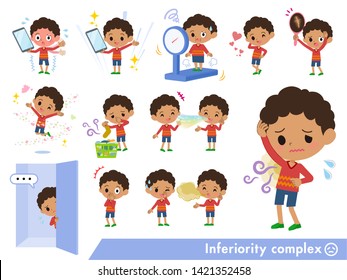 A set of boy on inferiority complex.There are actions suffering from smell and appearance.It's vector art so it's easy to edit.
