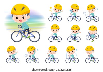 A set of boy on a road bike.There is an action that is enjoying.It's vector art so it's easy to edit.
