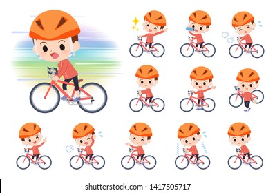 A set of boy on a road bike.There is an action that is enjoying.It's vector art so it's easy to edit.
