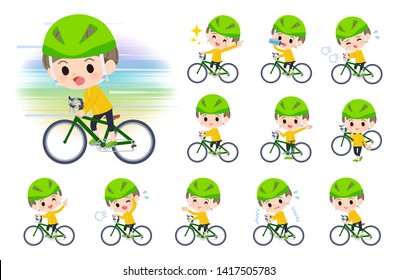 A set of boy on a road bike.There is an action that is enjoying.It's vector art so it's easy to edit.
