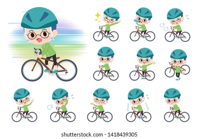 A set of boy on a road bike.There is an action that is enjoying.It's vector art so it's easy to edit.
