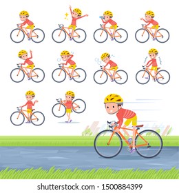 A set of boy on a road bike.There is an action that is enjoying.It's vector art so it's easy to edit.
