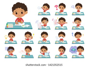 A set of boy on study.There are various emotions and actions.It's vector art so it's easy to edit.
