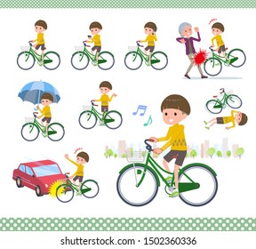 A set of boy riding a cycle in the city. There are actions on manners and troubles.It's vector art so it's easy to edit.
