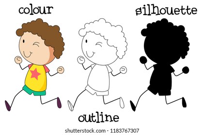 Set of boy running illustration