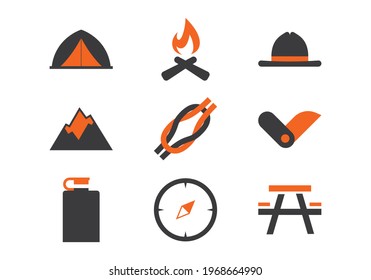 set of boy scout icons vector