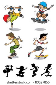 Set of boy skateboard character