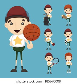 Set of boy and sport , eps10 vector format