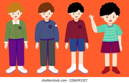Set of Boy standing for your design school poster.