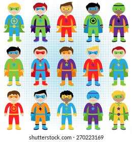 Set of Boy Superheroes in Vector Format