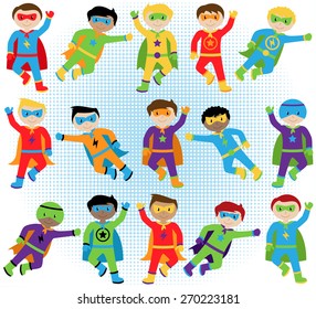 Set of Boy Superheroes in Vector Format