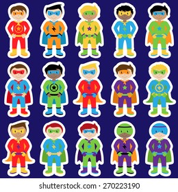 Set of Boy Superheroes in Vector Format