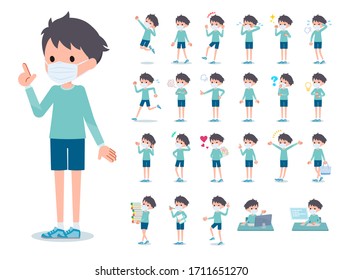 A set of boy wearing mask with who express various emotions.
It's vector art so it's easy to edit.