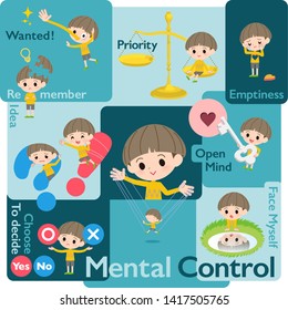 A Set Of Boy Who Control Emotions.A Variety Of Image Illustrations Expressing Self Emotion.It's Vector Art So It's Easy To Edit.
