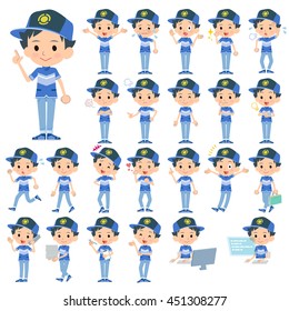 A set of boy with who express various emotions.
There are actions related to workplaces and personal computers.
It's vector art so it's easy to edit.