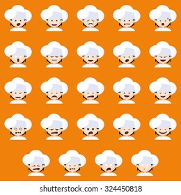 Set of boys with chef clothes and facial expressions