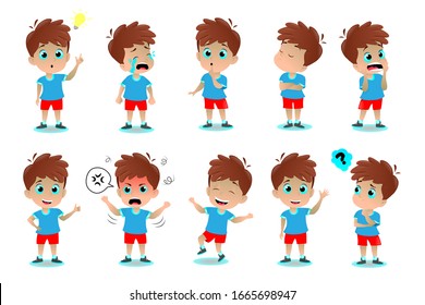 Set of boys with different emotions.