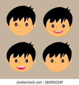 Set of boy's emotions. Facial expression. Boy Avatar. Vector illustration of a flat design