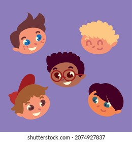 set of boys face cartoon