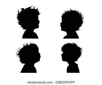 set of boys face profile,silhoutte.