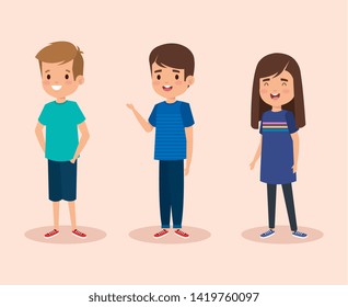 set of boys and girl children with hairstyle