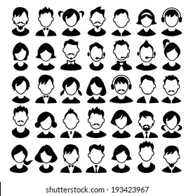 Set of boys and girls avatars and operator icons. Vector illustration.