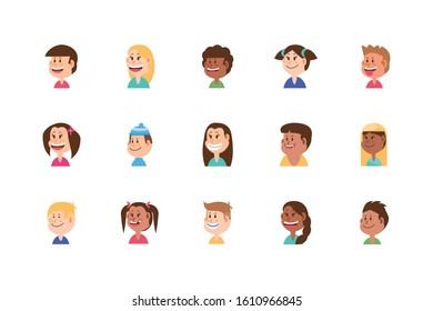 Set of boys and girls cartoons design, Kid childhood little people lifestyle casual person cheerful and cute theme Vector illustration