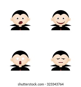 Set of boys with halloween costumes and facial expressions