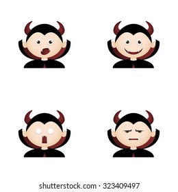 Set of boys with halloween costumes and facial expressions