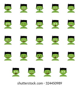 Set of boys with halloween costumes and facial expressions