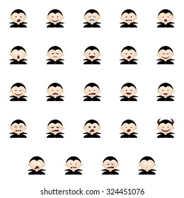 Set of boys with halloween costumes and facial expressions