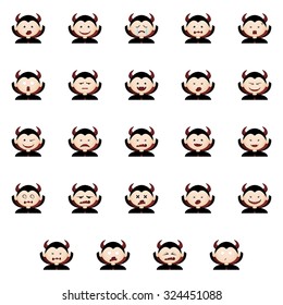 Set of boys with halloween costumes and facial expressions
