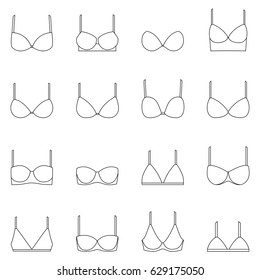 Set of bra icons, vector illustration