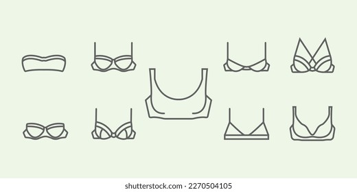 set bra logo line art minimalist illustration design icon