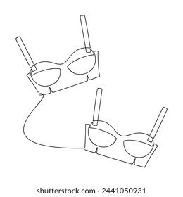 Establecer ilustración vectorial de dibujo continuo de línea superior de barra. Icono de ropa de mujer dibujado a mano. Impresión de la moda, banner de la tienda, tarjeta, póster, folleto de la tienda de ropa, signo, símbolo.