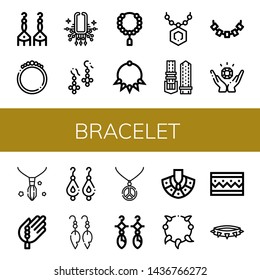 Set of bracelet icons such as Earrings, Bracelet, Necklace, Bead, Pendant, Watch strap, Jewelry , bracelet