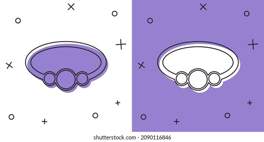 Set Bracelet jewelry icon isolated on white and purple background. Bangle sign.  Vector